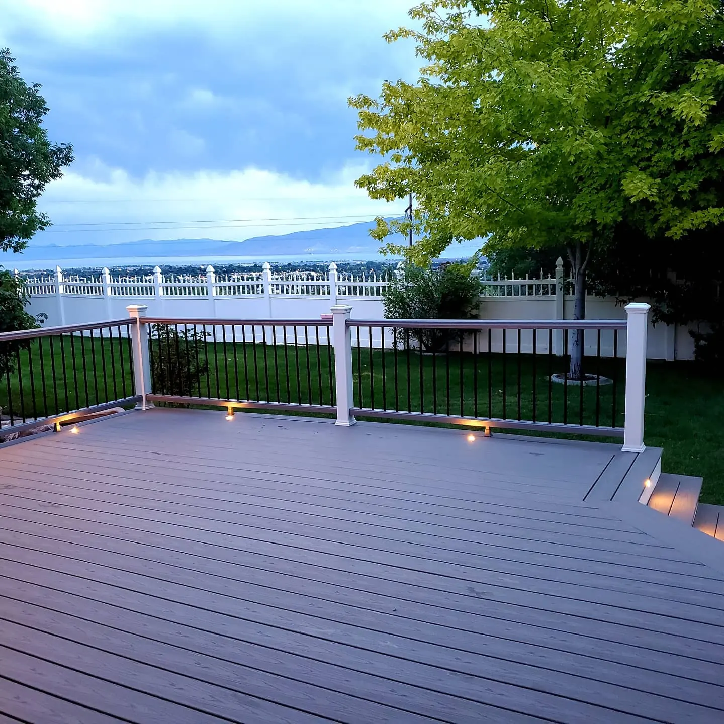 Recessed in-deck lights around the edge of a composite deck