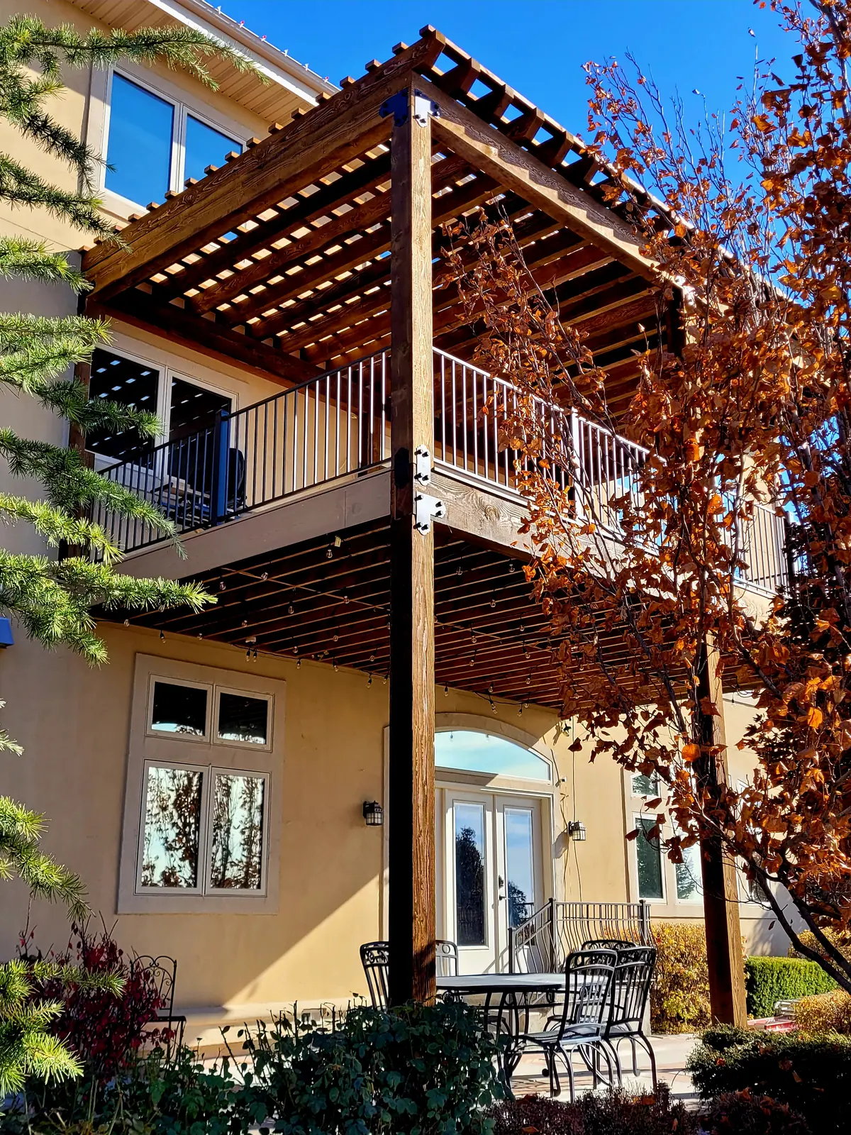 Pergola over a second-story deck