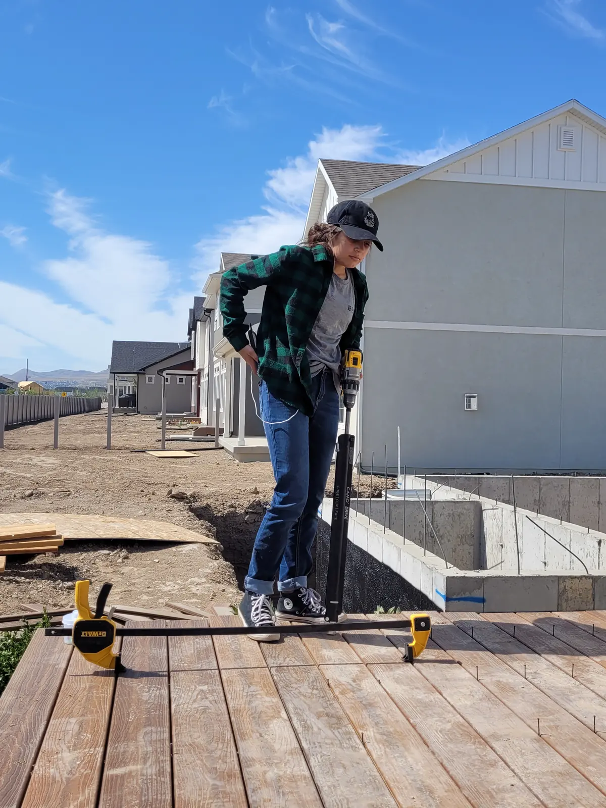 Building the deck with power tools during The House that She Built