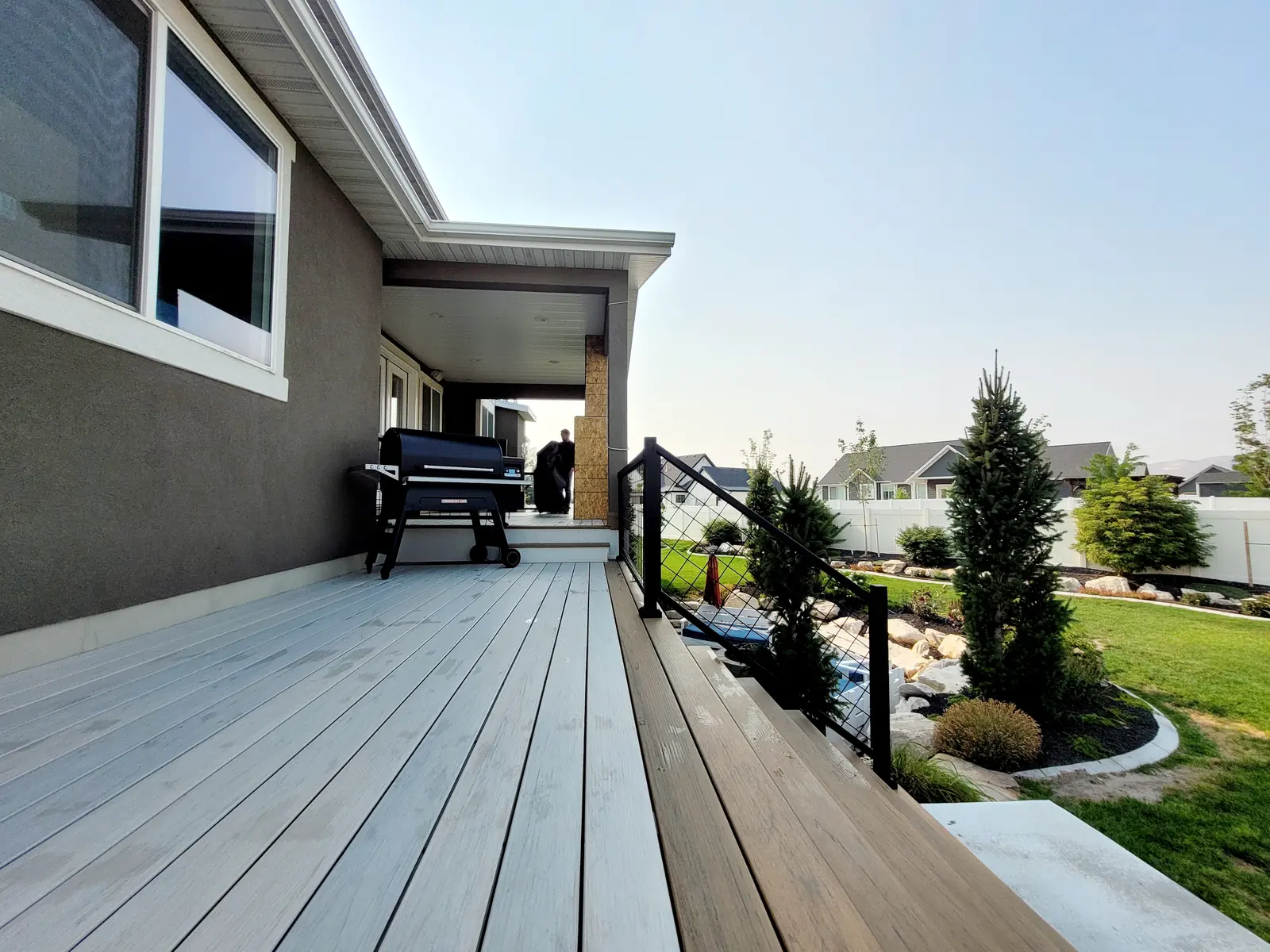 Grill area on a covered deck