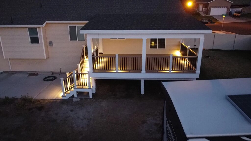 Black and white roofs on houses feature touches by TC Decks.